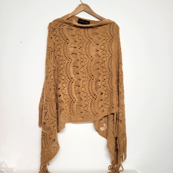 Colleen Lopez Sweaters - Colleen Lopez Camel Knit Poncho